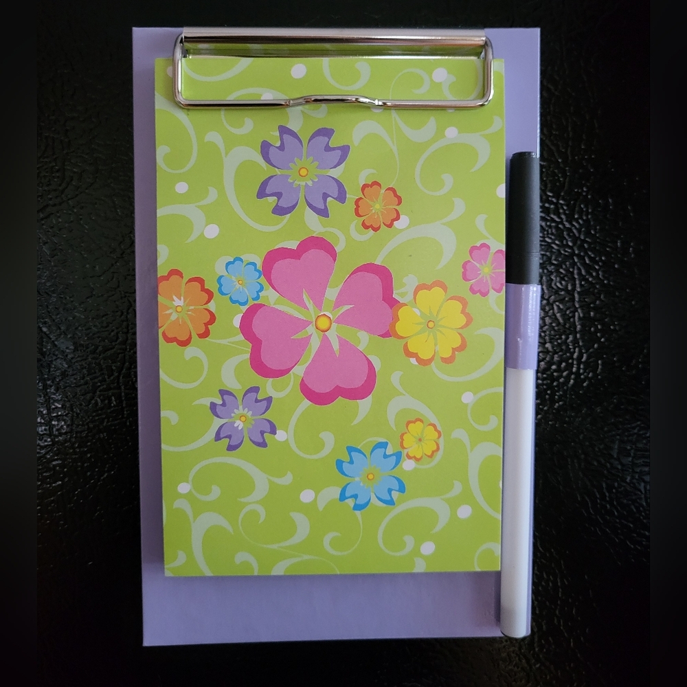Magnetic Clipboard with‎ note pad and pen holder floral home Office Stationary